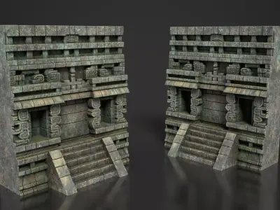 Mayan Temple Wall Modulars 08 250726 Low-poly 3D model