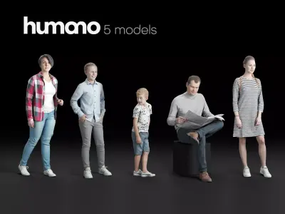 Humano 5-Pack - PEOPLE - HOME - FAMILLY - 5x 3D models 02D