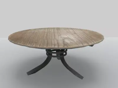 Round Wood Table 5 PBR Low-poly 3D model