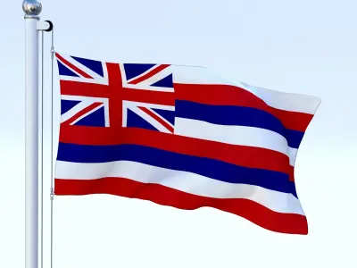 Animated Hawaii Flag Low-poly 3D model
