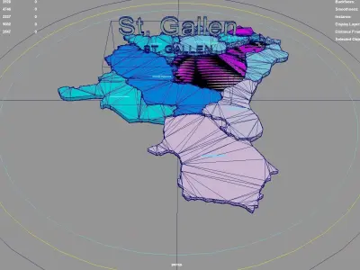 St Gallen  Switzerland map region geography political geographic 3D model