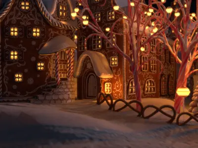 Gingerbread Village Low-poly 3D model