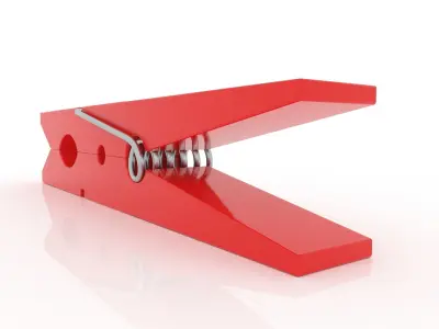 CLOTHES PEG RED PLASTIC Low-poly 3D model