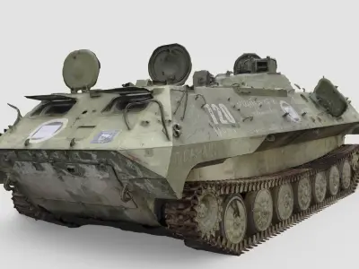 destroyed russian MT-LB multi-purpose towing vehicle  3D model