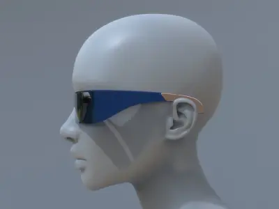 Fashion sci fi sun glasses DIOR x RIHANNA 3D model