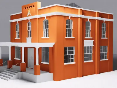 Town Hall Low-poly 3D model