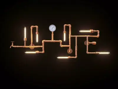 Wall lamp made of pipes LOFT 3D model