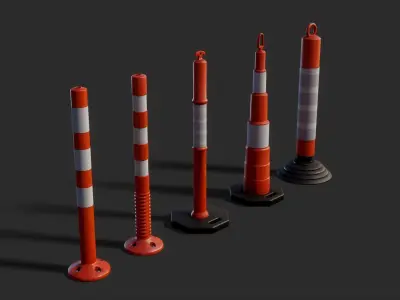 Warning Post 3D model Pack Low-poly 3D model