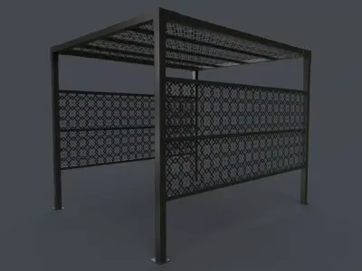 PBR Wooden Pergola Gazebo B2 Low-poly 3D model