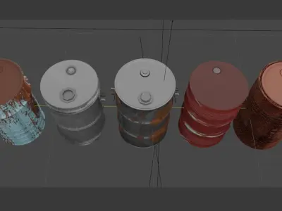 Barrel Set 001 Low-poly 3D model