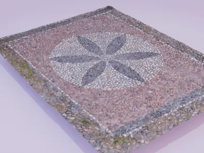 Pebble stone mosaic sidewalk raw scan 01 3D model