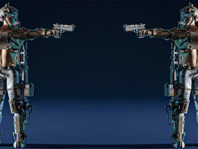 Hot sci-fi soldier 3D model
