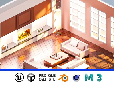 Room 23 Low-poly 3D model