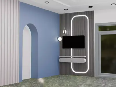 Modern Small Gallery Hall Interior 3D Model Low-poly 3D model