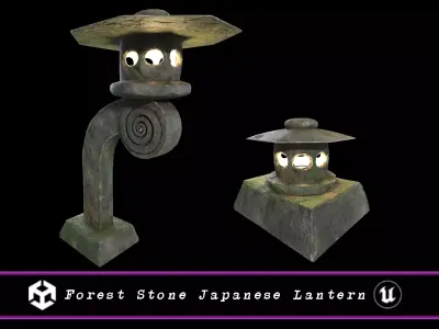 Forest Stone Japanese Lantern Low-poly 3D model