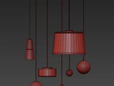 Cloth pendant lamps 3D model