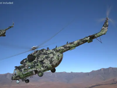  Assault Transport Helicopter Camo Rigged for Maya 