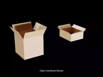 Open Cardboard Boxes and shopping bag Model Set 3D Model Pack