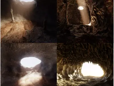 4 Caves Collection - Base Cavern Environments 3D Model Pack