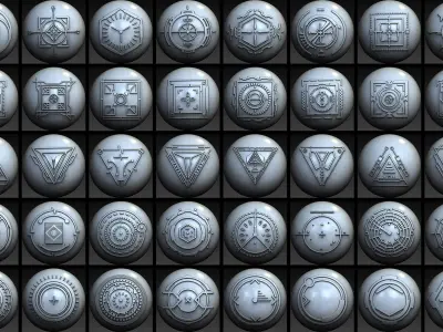 150 Sci -Fi Hologram VDM Brushes Pack for Zbrush  3D model