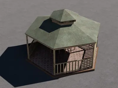 Gazeboo 3D model gazebo with table and chairs Low-poly 3D model