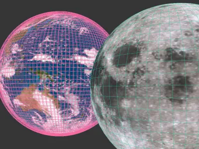 Sci-fi Earth and the Moon 3D model