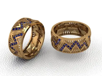 alans ring 16 pieces drawing 3d rihone drawing ring rings 3D print model