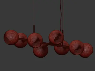  8 Light Staggered Glass Chandelier 3D model