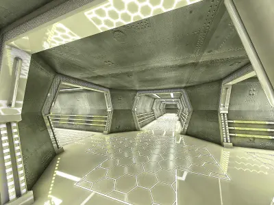 Sci Fi Modes Corridor 3D model Low-poly 3D model