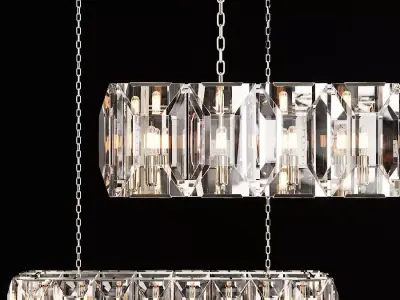 RH HARLOW CRYSTAL RECTANGULAR CHANDELIER 55 Nickel 3D model