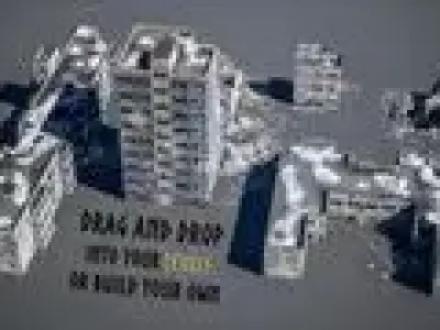 Modular Destroyed Buildings Low-poly 3D model