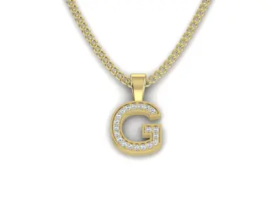 Pendant G letter with diamonds 3D print model