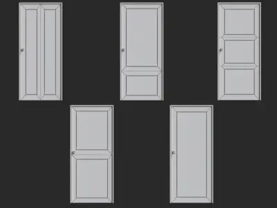 low poly doors 3d model pack for game Low-poly 3D model