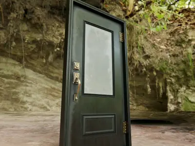 French Doors collection with glass Low-poly 3D model