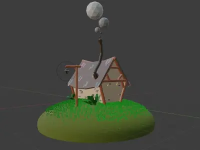 Crooked LowPoly House Low-poly 3D model