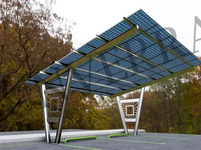 Lowpoly Solar Carport-V Types-Steel Structure Low-poly 3D model