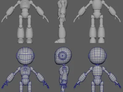 Robot Rigged 3D model Low-poly 3D model