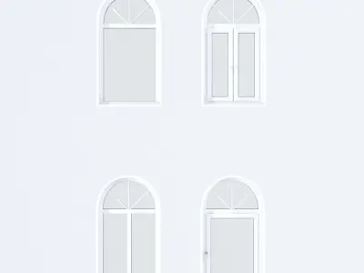 A set of arched plastic Windows Low-poly 3D model