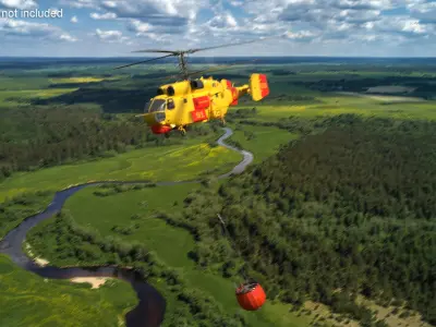  Rescue Firefighting Helicopter with Bucket Yellow 