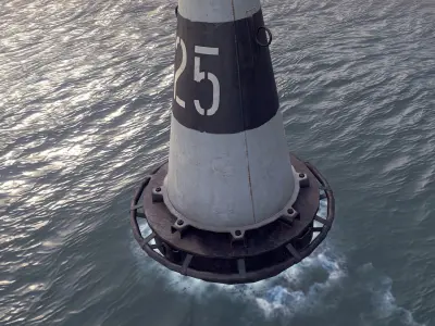 Buoy River RB-6-01 Left Turn Mark Low-poly 3D model