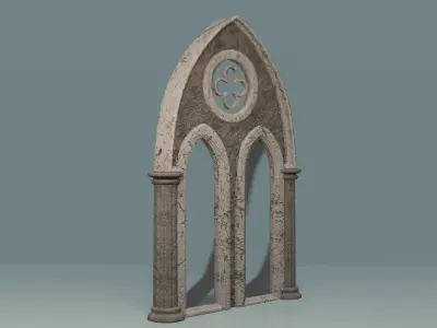 Window Set gothic arch Low-poly 3D model