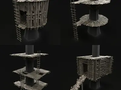 TREE PLATFORM WOODEN HOUSE HUT BRIDGE COLLECTION PACK PACKAGE