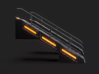 SciFi Stairs Low-poly 3D model