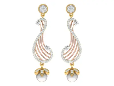 Light Weight Gold Diamond Earring  -earr3 3D print model