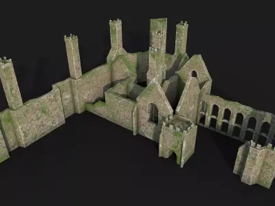 Wingfield Manor - ruined church Low-poly 3D model