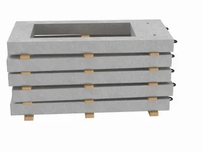 Concrete Wall Panels On Wood Planks 3D model