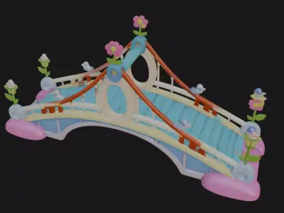 Pixal style cartoony bridge 3d model 3D model
