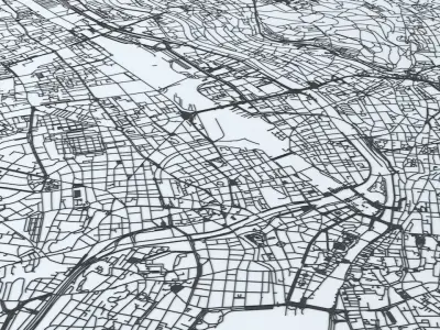 Zurich Road Network and Streets 3D model