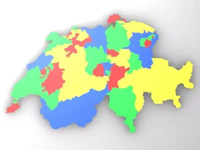 Map of Switzerland Low-poly 3D model