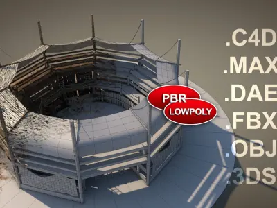 Wooden Battle Arena Low-poly 3D model